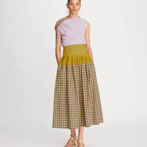 Tory Burch Veronica Plaid Colorblock Skirt
